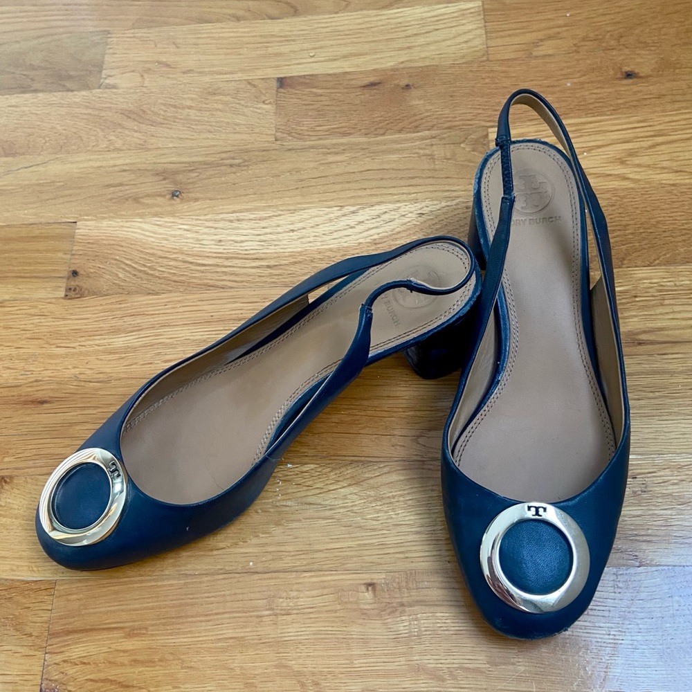 Tory Burch Caterina Slingback Heels in Navy
